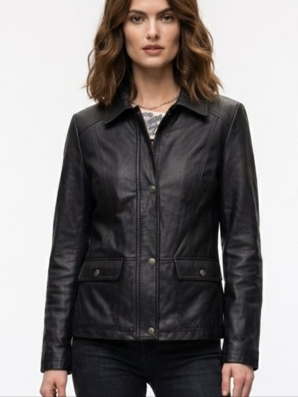 Liz Claiborne Black Leather Zip Jacket